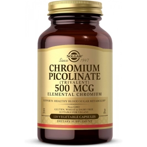 Хром піколінат біодобавка, Solgar Chromium Picolinate 500 mcg (120 капсул)