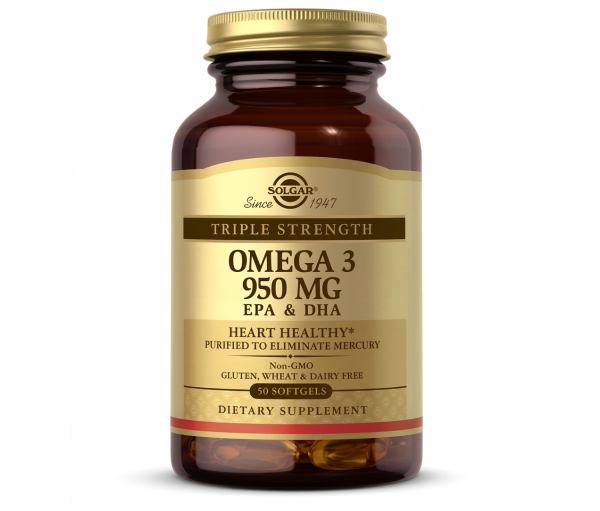 Риб'ячий жир  Омега-3 Solgar Epa & DHA Triple Strength 950 mg Omega-3 (50 капсул)