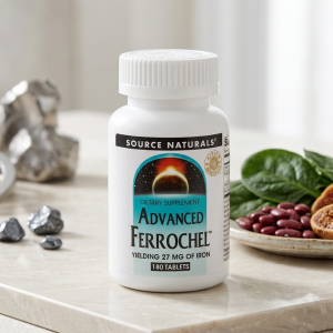Залізо, покращена формула Advanced Ferrochel 27 mg Source Naturals (180 таблеток)