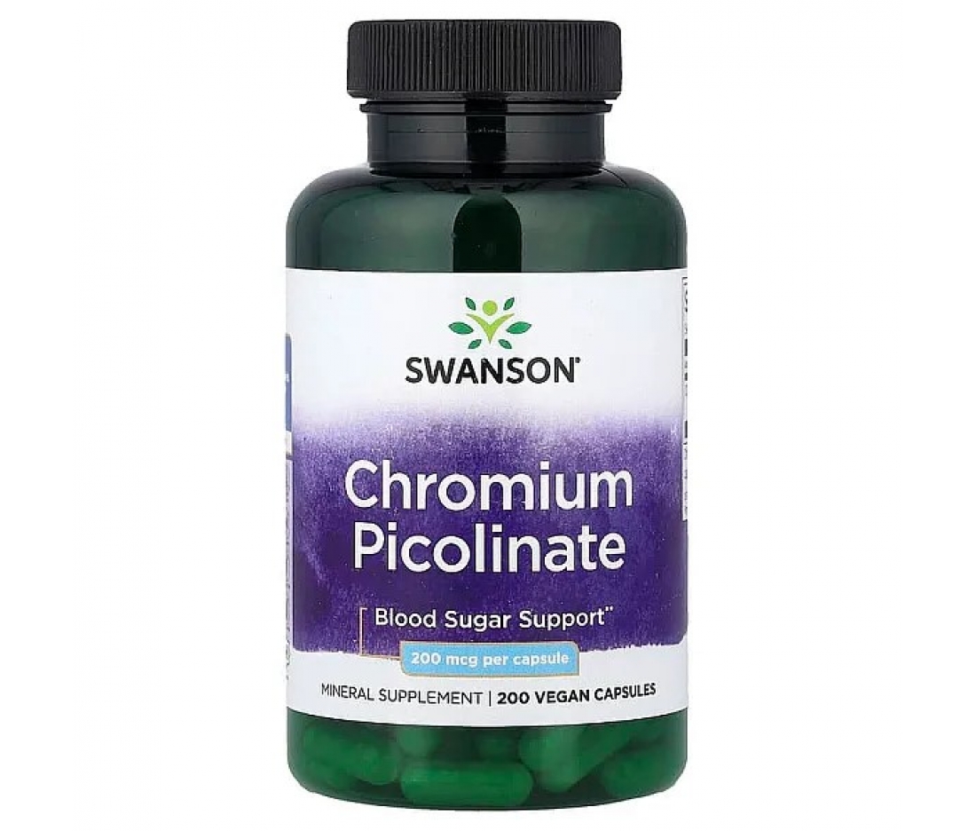 Хром піколінат Swanson Chromium Picolinate 200 mcg 200 капсул Хром піколінат Swanson Chromium Picolinate 200 mcg 200 капсул