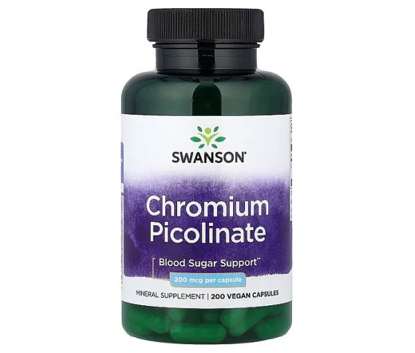 Хром піколінат Swanson Chromium Picolinate 200 mcg 200 капсул Хром піколінат Swanson Chromium Picolinate 200 mcg 200 капсул