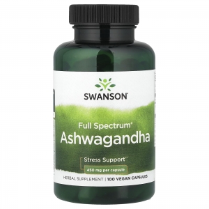 Ашваганда для нервової системи та здорового сну Swanson Full Spectrum Ashwagandha 450 mg 100 капсул