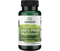 Гриб Їжовик гребінчастий для когнітивного здоров'я Swanson Full Spectrum Lion's Mane Mushroom 500 mg 60 капсул