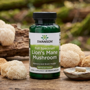 Гриб Їжовик гребінчастий для когнітивного здоров'я Swanson Full Spectrum Lion's Mane Mushroom 500 mg 60 капсул Гриб Їжовик гребінчастий для когнітивного здоров'я Swanson Full Spectrum Lion's Mane Mushroom 500 mg 60 капсул