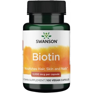 Біотин у капсулах (Вітамін B7) Swanson Biotin 5000 mcg 100 капсул Біотин у капсулах (Вітамін B7) Swanson Biotin 5000 mcg 100 капсул